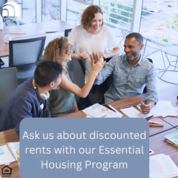 Open the door to your dream home with our Essential Housing Program! a group of people in an office