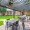 a covered deck with seating